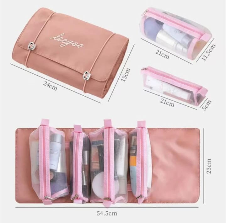 "Viaja, Maquíllate y Organízate – Con la Bolsa de Maquillaje 4 en 1"