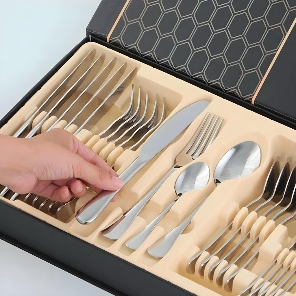 Elegancia y Funcionalidad en tu Mesa – Combo de Cubiertos con Caja y Espumador