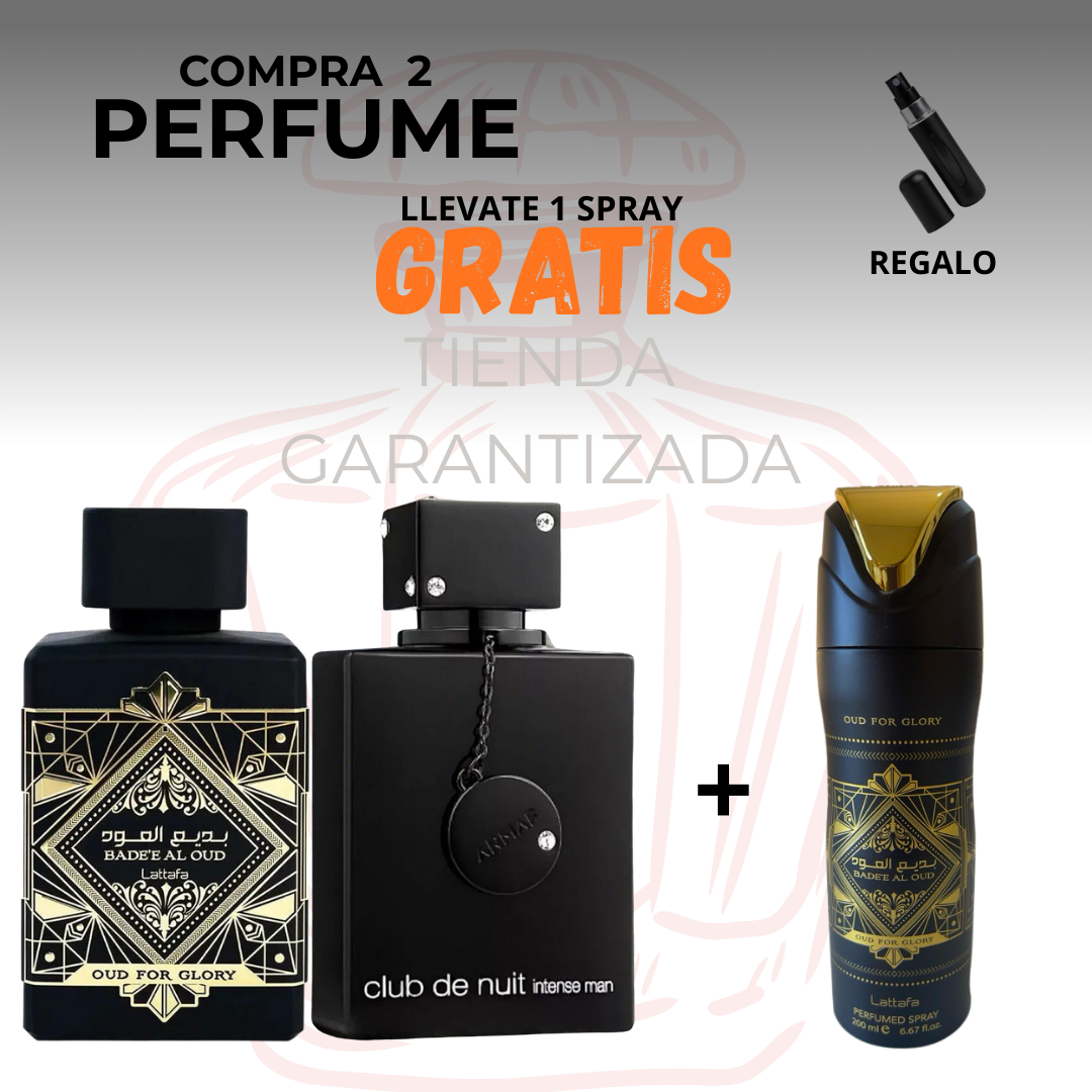 2 Perfumes + Spray + Regalo (Club De Nuit - Oud for glory)