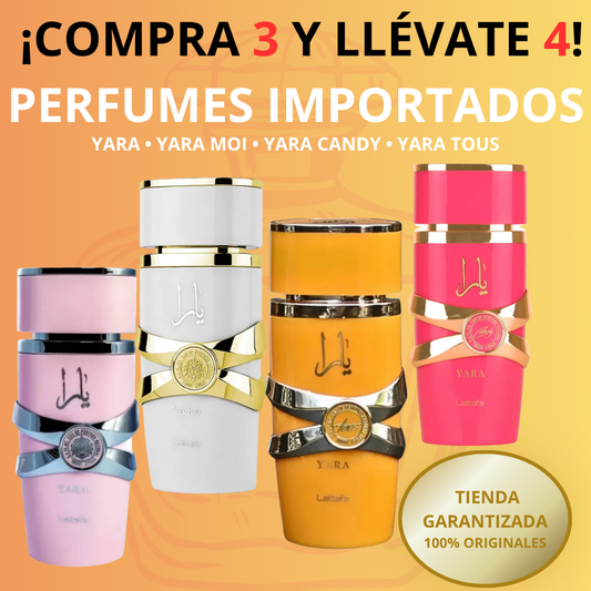 🔥 ¡Paga 3 y Llévate 4! Set Completo Lattafa Yara Eau de Parfum 30 ml x4 (Yara, Yara Tous, Yara Moi y Yara Candy)