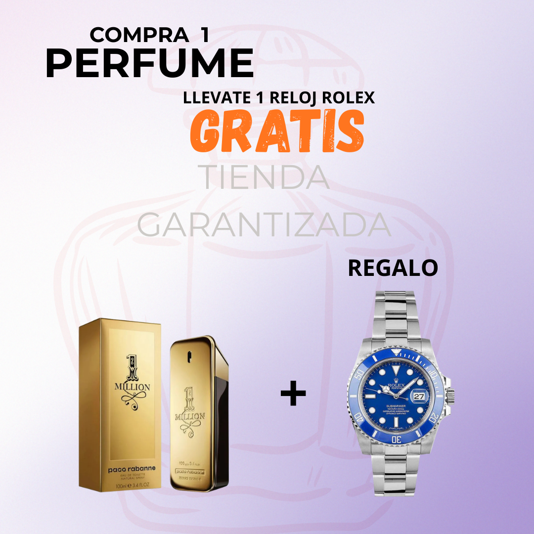 PERFUME ONE MILLION + ROLEX PLATA AZUL