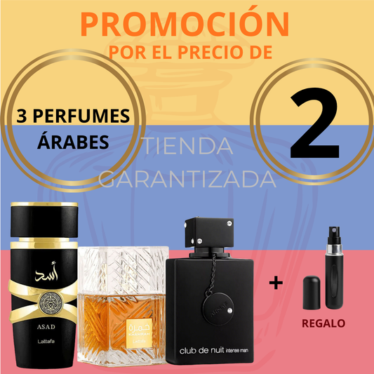 🔥 3 Perfumes Árabes + Regalo (Asad, Khamrah, Club de Nuit)